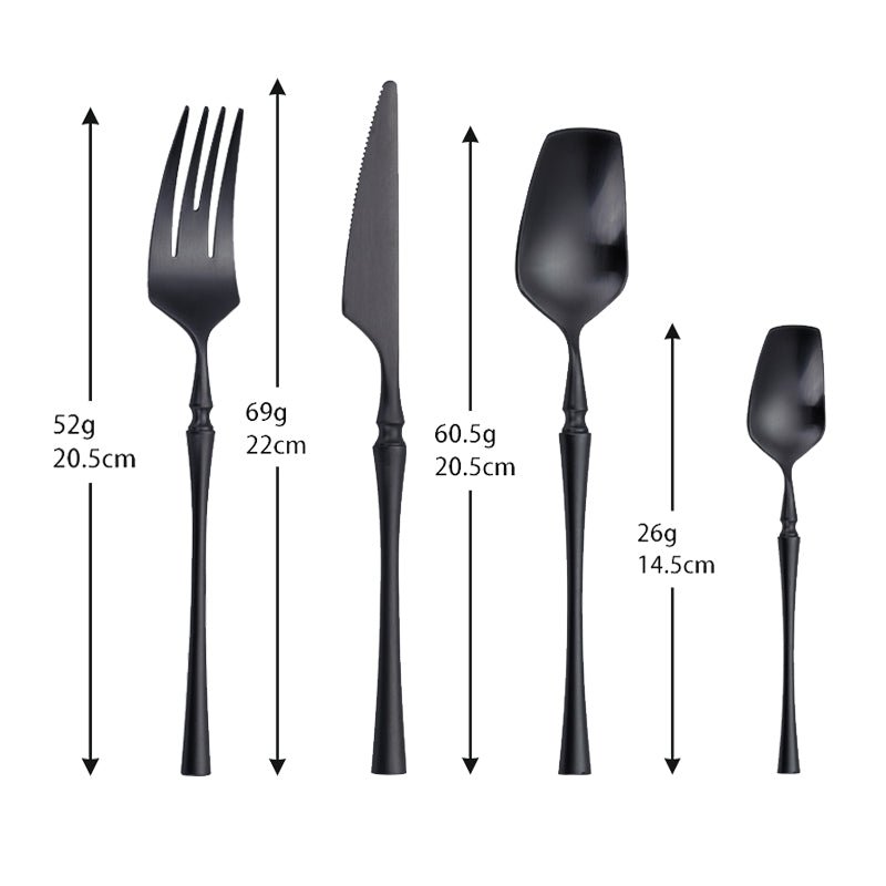 Black Roman Pillar 4-Person Stainless Steel Cutlery Set