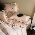Black Rose Ruffle Bedding Set