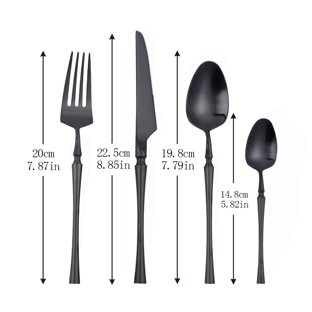 Black Round Roman Pillar Cutlery Set