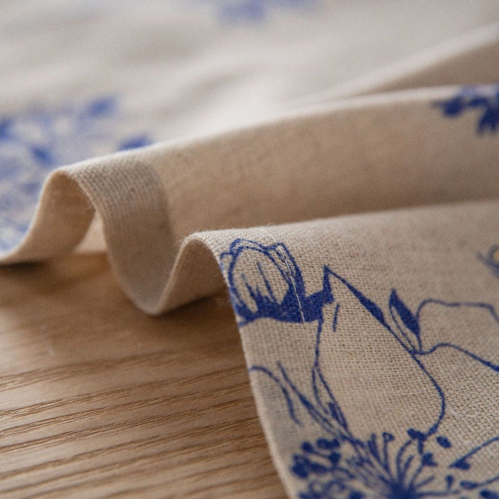 Blue Ink Flower Table Cloth