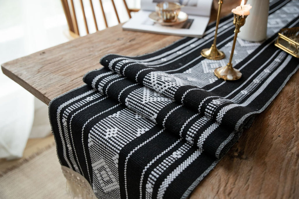 Bohemian Woven Tassel Table Runner