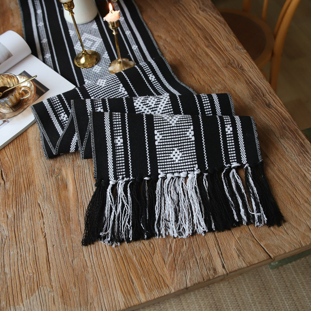 Bohemian Woven Tassel Table Runner
