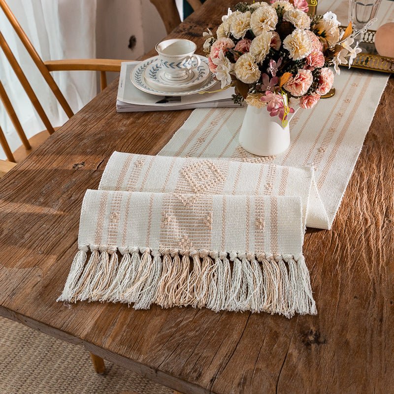 Bohemian Woven Tassel Table Runner