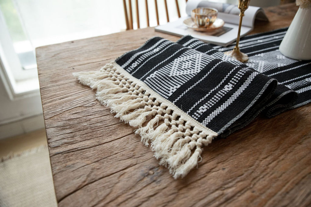 Bohemian Woven Tassel Table Runner