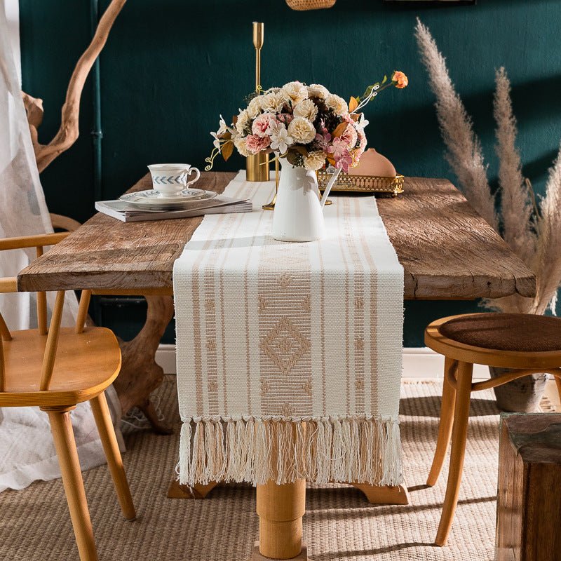 Bohemian Woven Tassel Table Runner