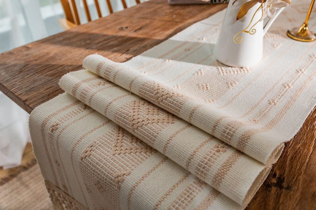 Bohemian Woven Tassel Table Runner