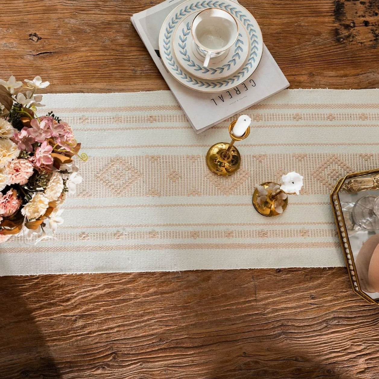 Bohemian Woven Tassel Table Runner