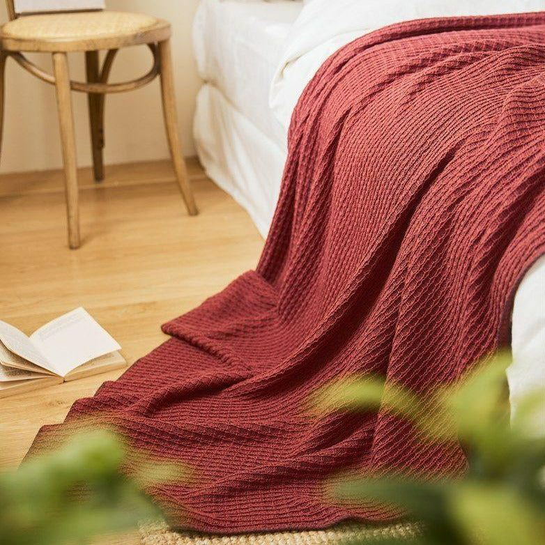 Brick Red Waffle Throw