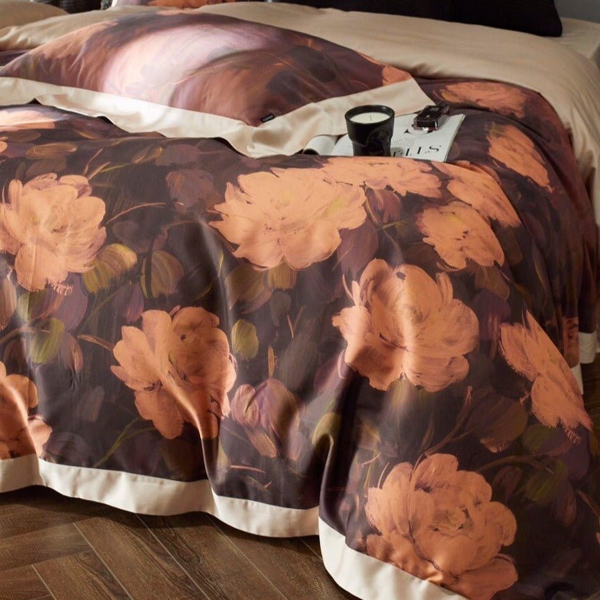 Burnt Orange Floral Bedding Set