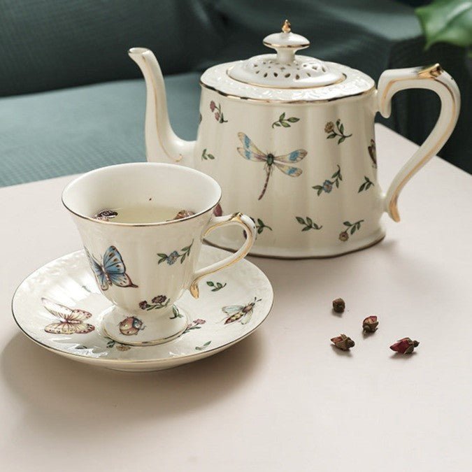 Vintage Butterfly Tea Cup & Pot