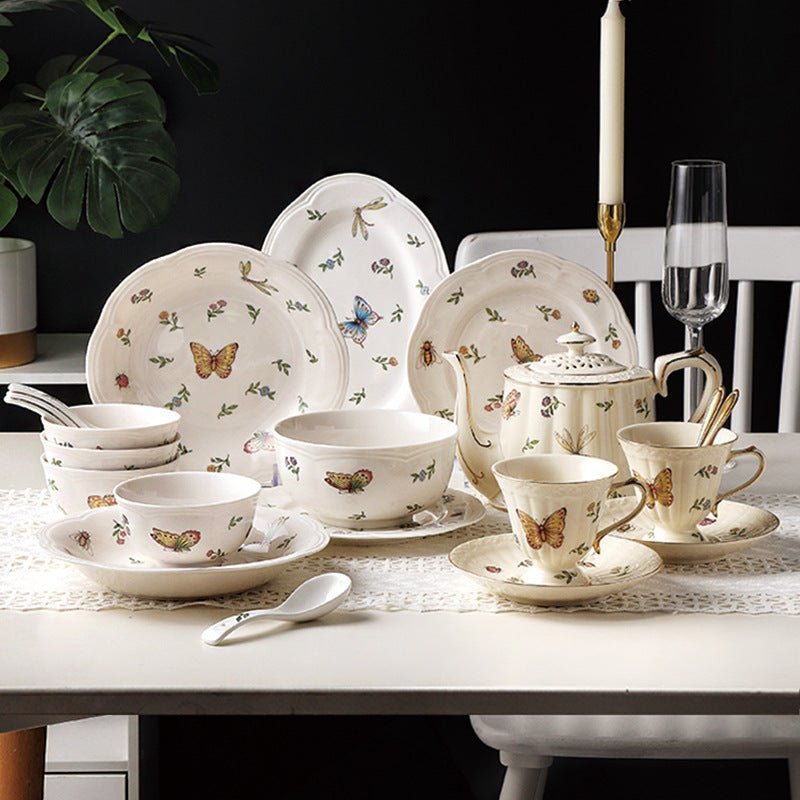 Vintage Butterfly Tea Cup & Pot