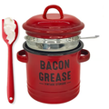 🖤 BLACK FRIDAY Best Sale -46 oz bacon grease container with strainer and food-grade silicone spatula