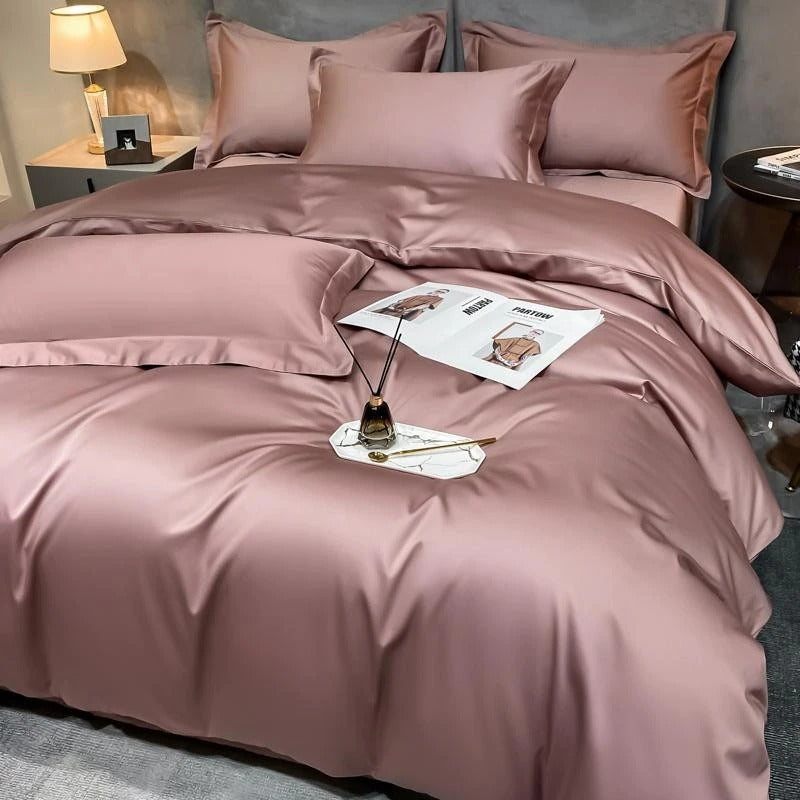 Neo Rosy Brown Silky Egyptian Cotton Bedding Set