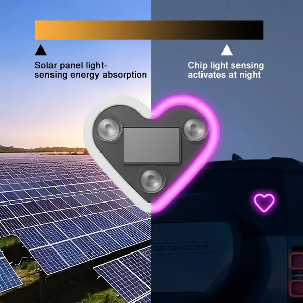 🔥🔥 Solar Powered Wireless LED Heart Shape C-Pillar Neon Light