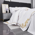 Lagertha Gold Hotel Embroidered Border Egyptian Cotton Bedding Set