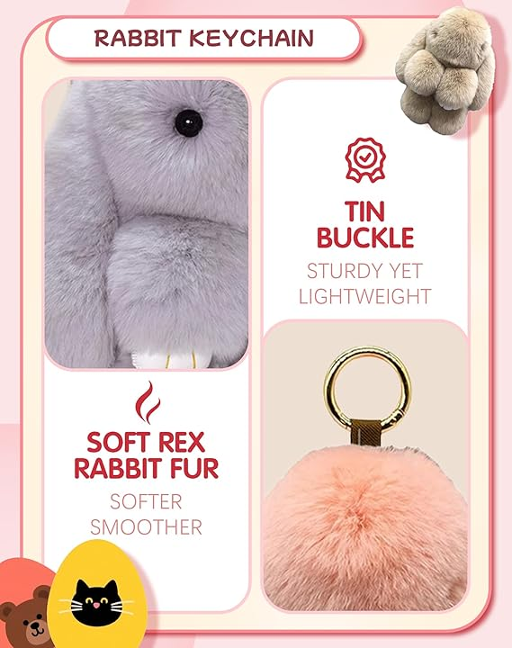 🐰 🎁 Easter Keychain With Tin Box - Bunny Lucky Keychains, Handmade Soft Bunny Keychain