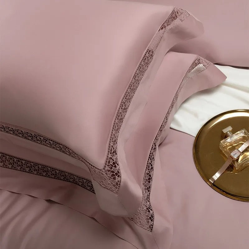Elysium Rose Lace Luxury Egyptian Cotton Bedding Set