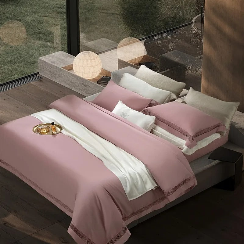 Elysium Rose Lace Luxury Egyptian Cotton Bedding Set