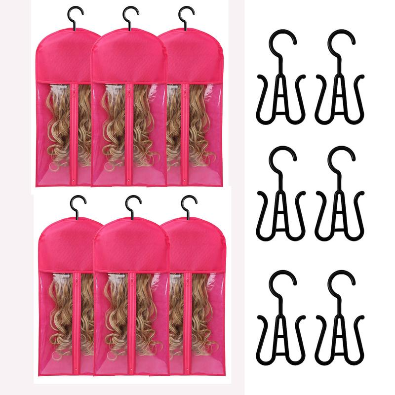 6PCS Wig Storage Bags with Hanger, 23.6" x 11.8"Wig Storage for Multiple Wigs