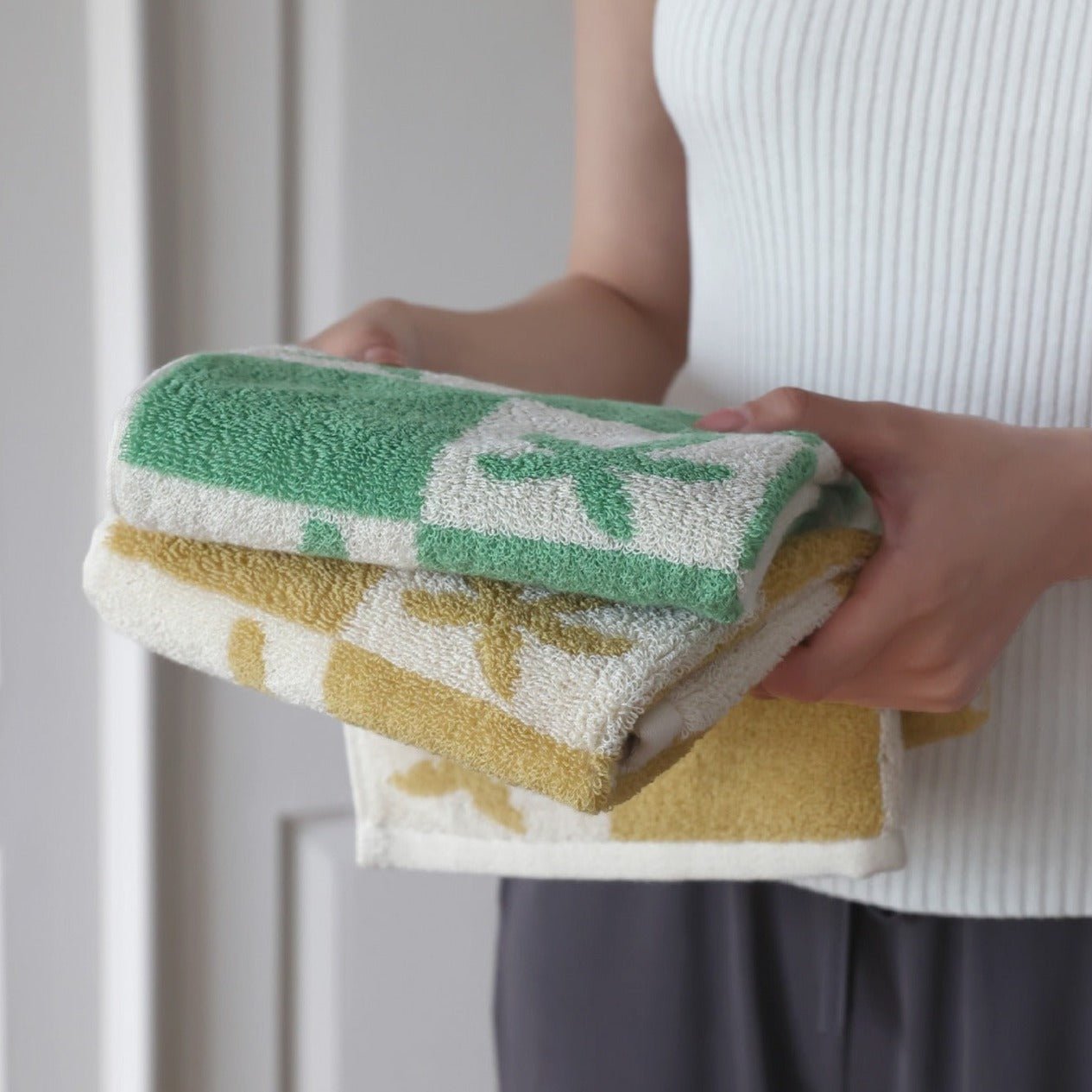 Cactus and Palm Check Towel - FINAL SALE