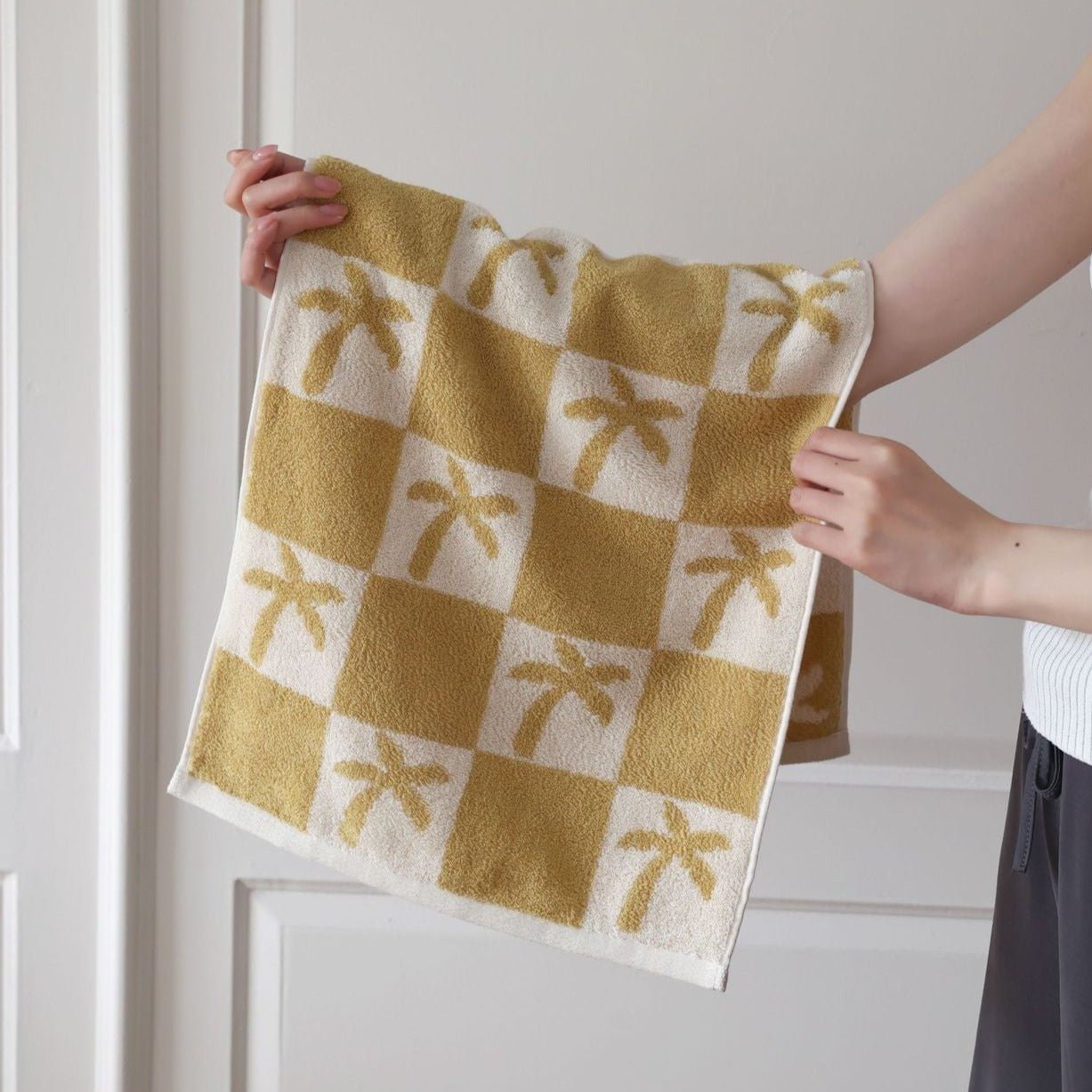 Cactus and Palm Check Towel - FINAL SALE