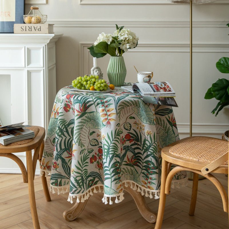 Carousel Floral Tassel Table Cloth