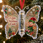 🦋💵 Embossed Butterfly Christmas Cash Gift Ornament – Holiday Money Holder Keepsake 🎄✨