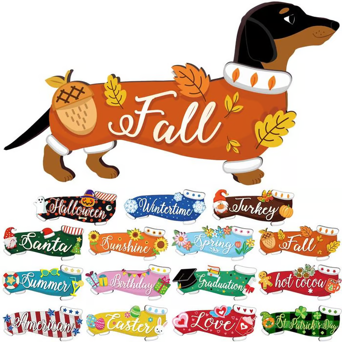 16pcs Interchangeable Dachshund Sign Dog Welcome Sign