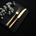 Elnoora Gold Luxury Engraved Stainless Steel Cutlery Set