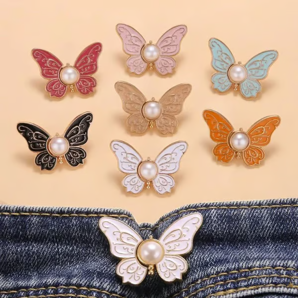 🌸🦋 Removable Butterfly Waist Adjustment Buckle – No‑Tool, Adjustable Fit for Jeans, Skirts & Dresses, Creates Hourglass Shape ✨👗💃