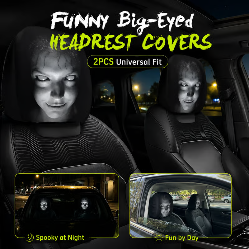 😆 Funny Cartoon Car Headrest Covers – 2PCS Universal Fit 🚗