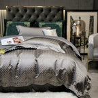 Talia Grey Egyptian Cotton Satin Bedding Set