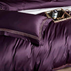 Leila Purple Embroidered Edge Egyptian Cotton Bedding Set