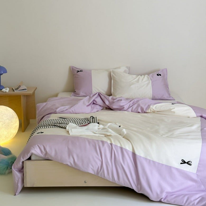 Cherry-Ribbon Print Bedding Set