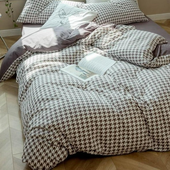 Classic Houndstooth Bedding Quilt Cover Set