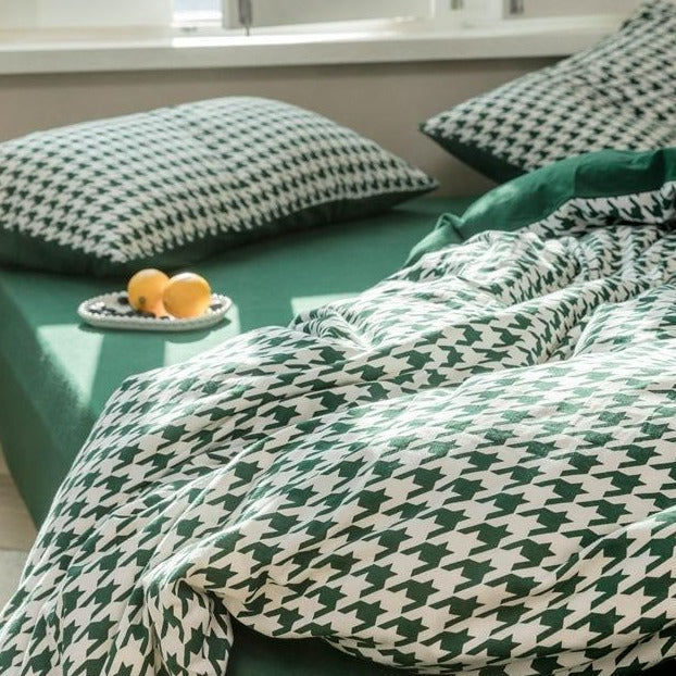 Classic Houndstooth Bedding Quilt Cover Set
