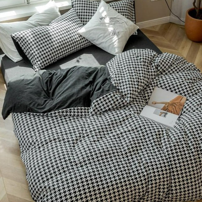 Classic Houndstooth Bedding Quilt Cover Set
