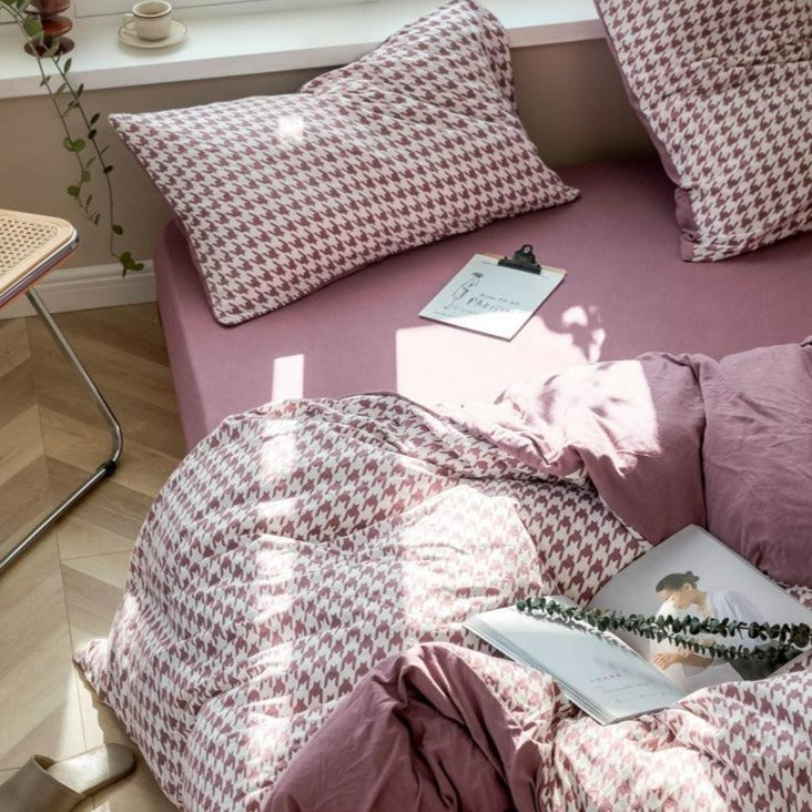 Classic Houndstooth Bedding Quilt Cover Set