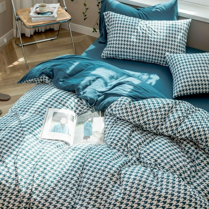 Classic Houndstooth Bedding Quilt Cover Set