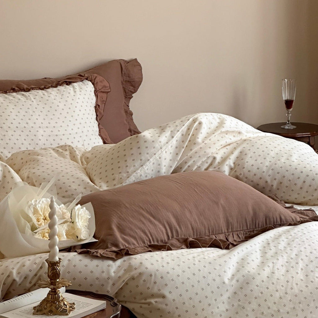 Coffee Snow Ruffle Bedding Set