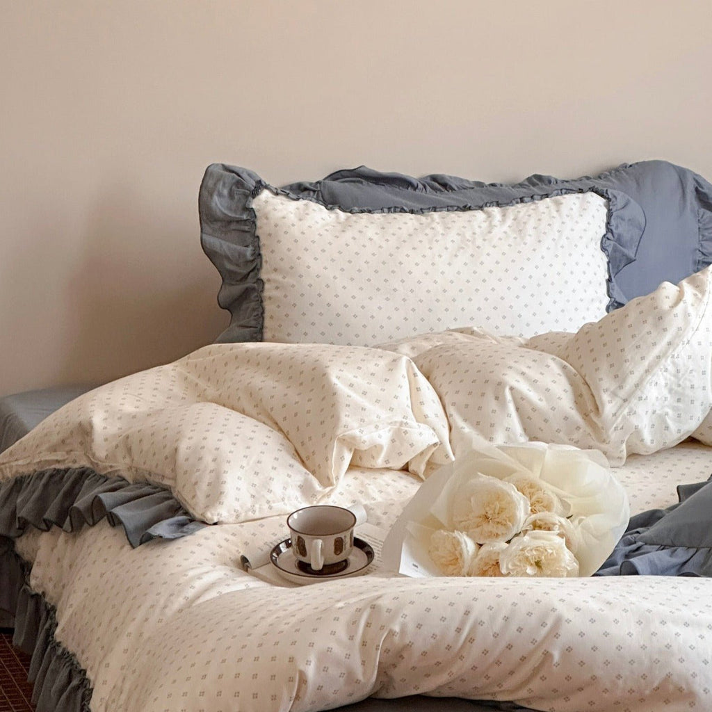 Coffee Snow Ruffle Bedding Set
