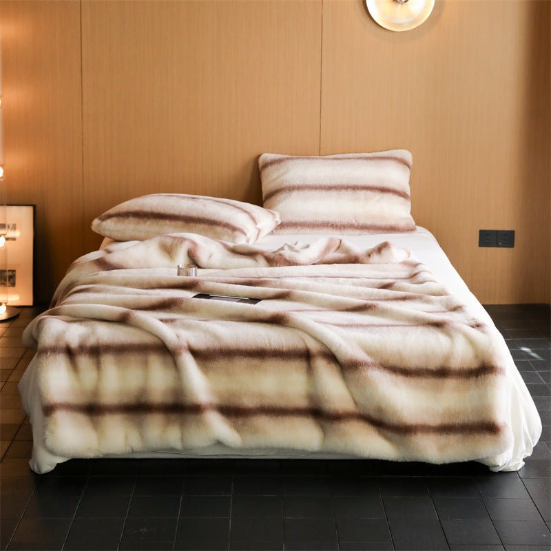 Coffee Stripe Blanket & Cushion