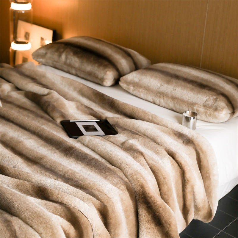 Coffee Stripe Blanket & Cushion