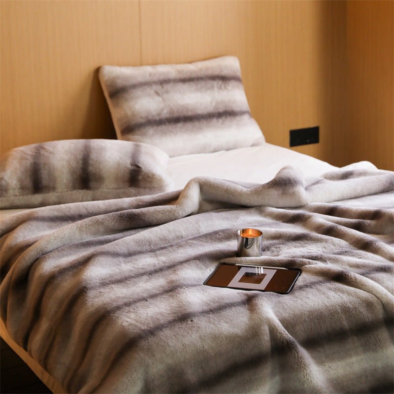 Coffee Stripe Blanket & Cushion