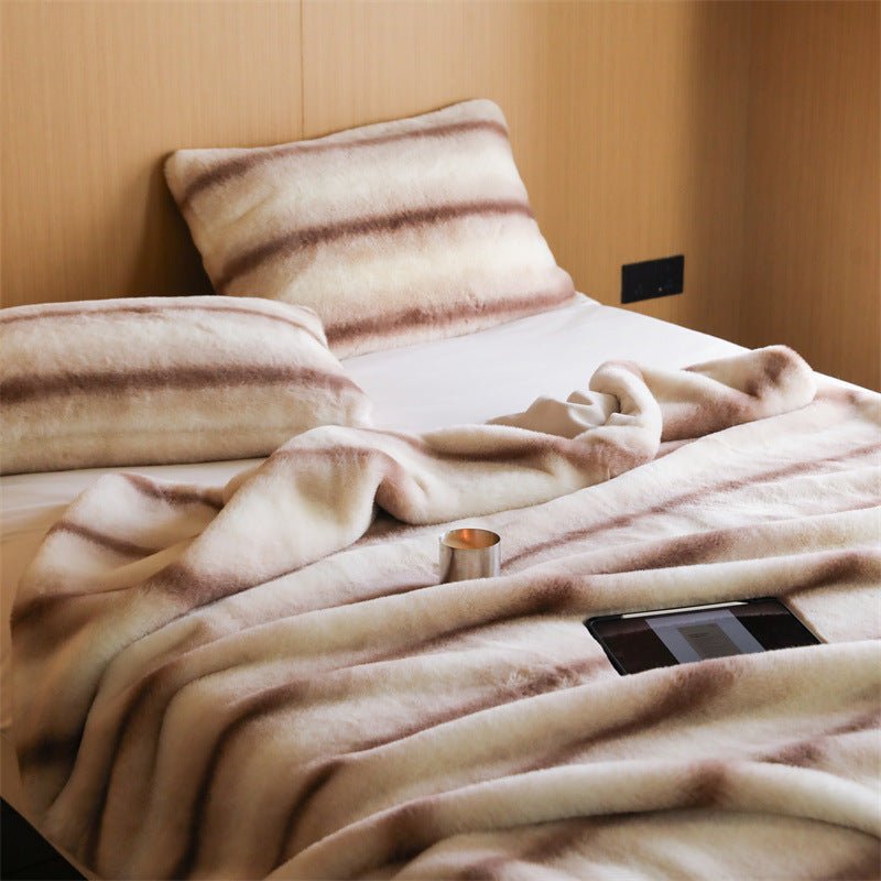 Coffee Stripe Blanket & Cushion