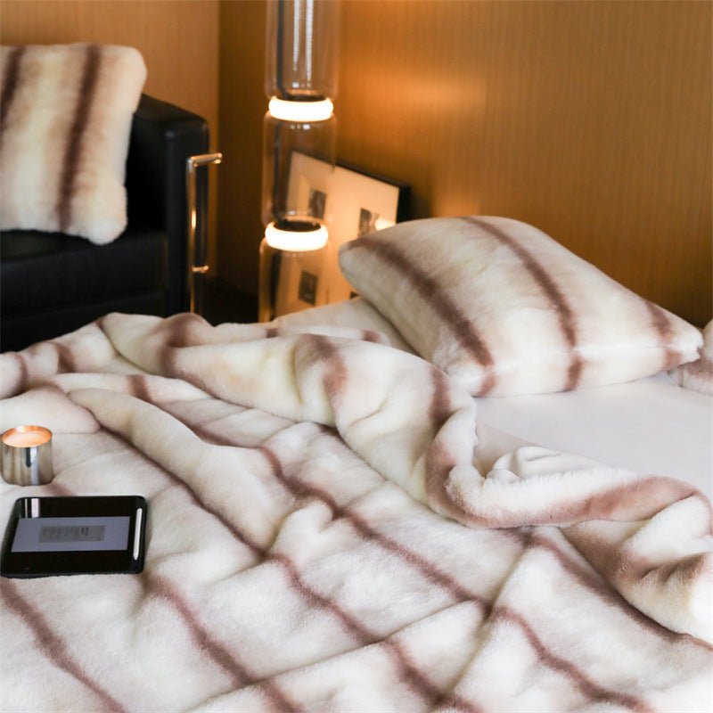 Coffee Stripe Blanket & Cushion