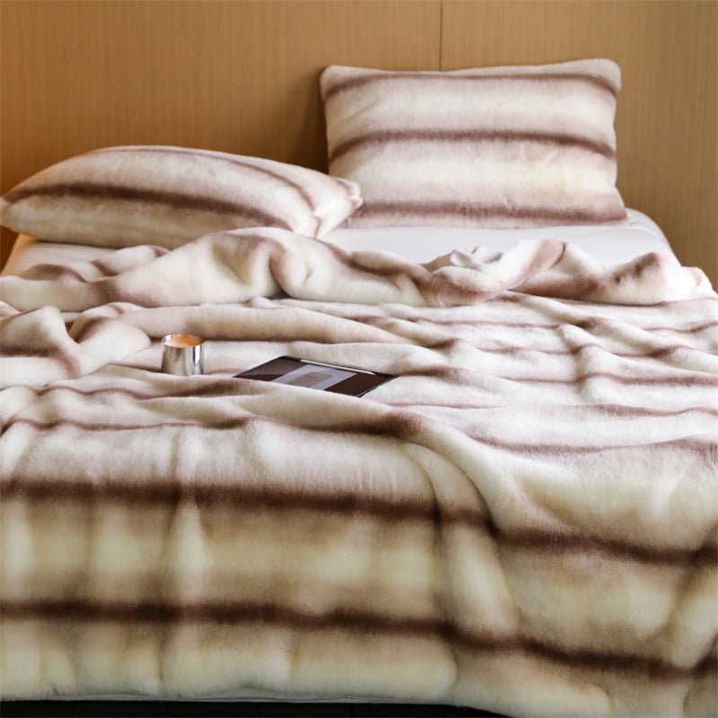 Coffee Stripe Blanket & Cushion