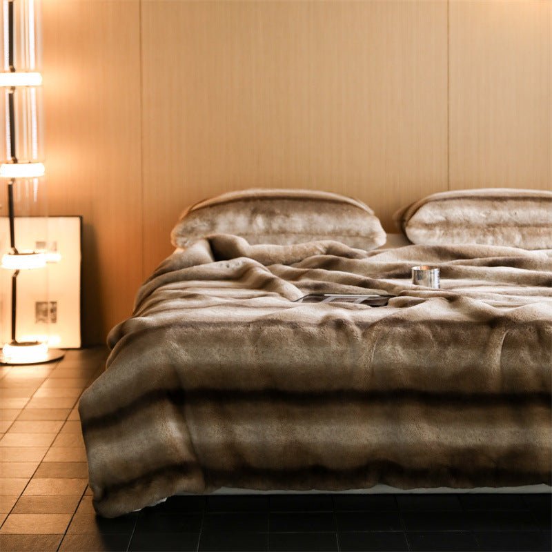Coffee Stripe Blanket & Cushion