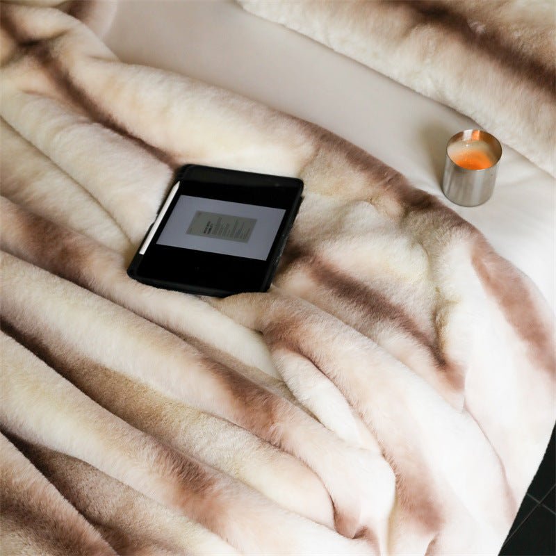 Coffee Stripe Blanket & Cushion