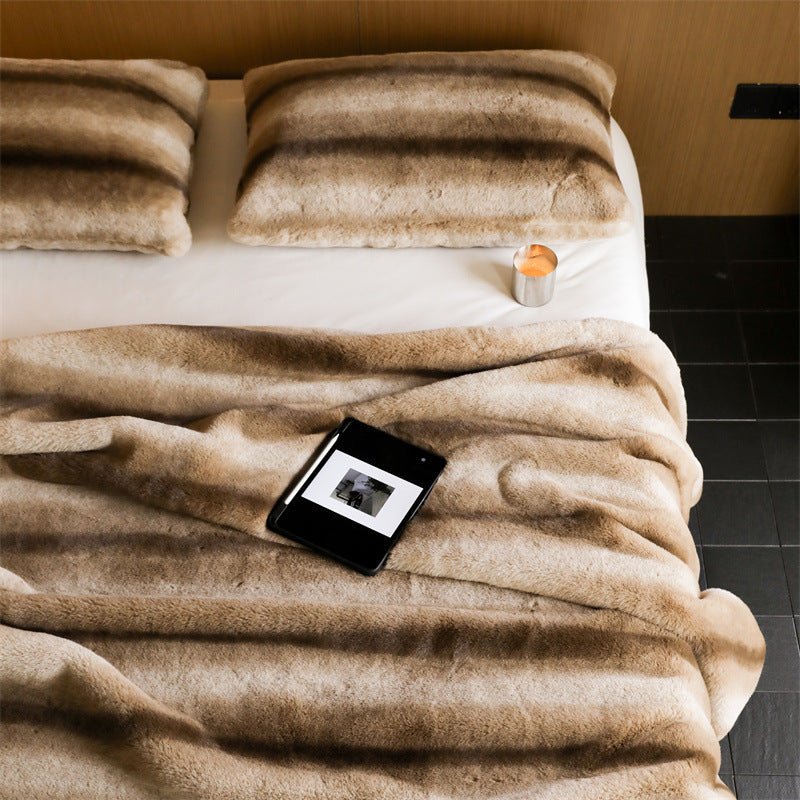 Coffee Stripe Blanket & Cushion
